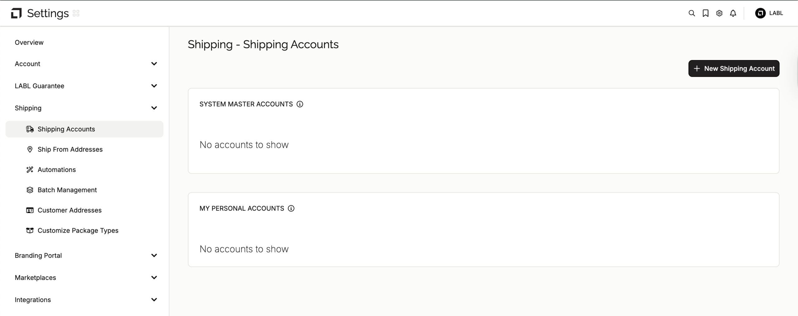 Amazon Shipping - Navigate to Shipping Accounts